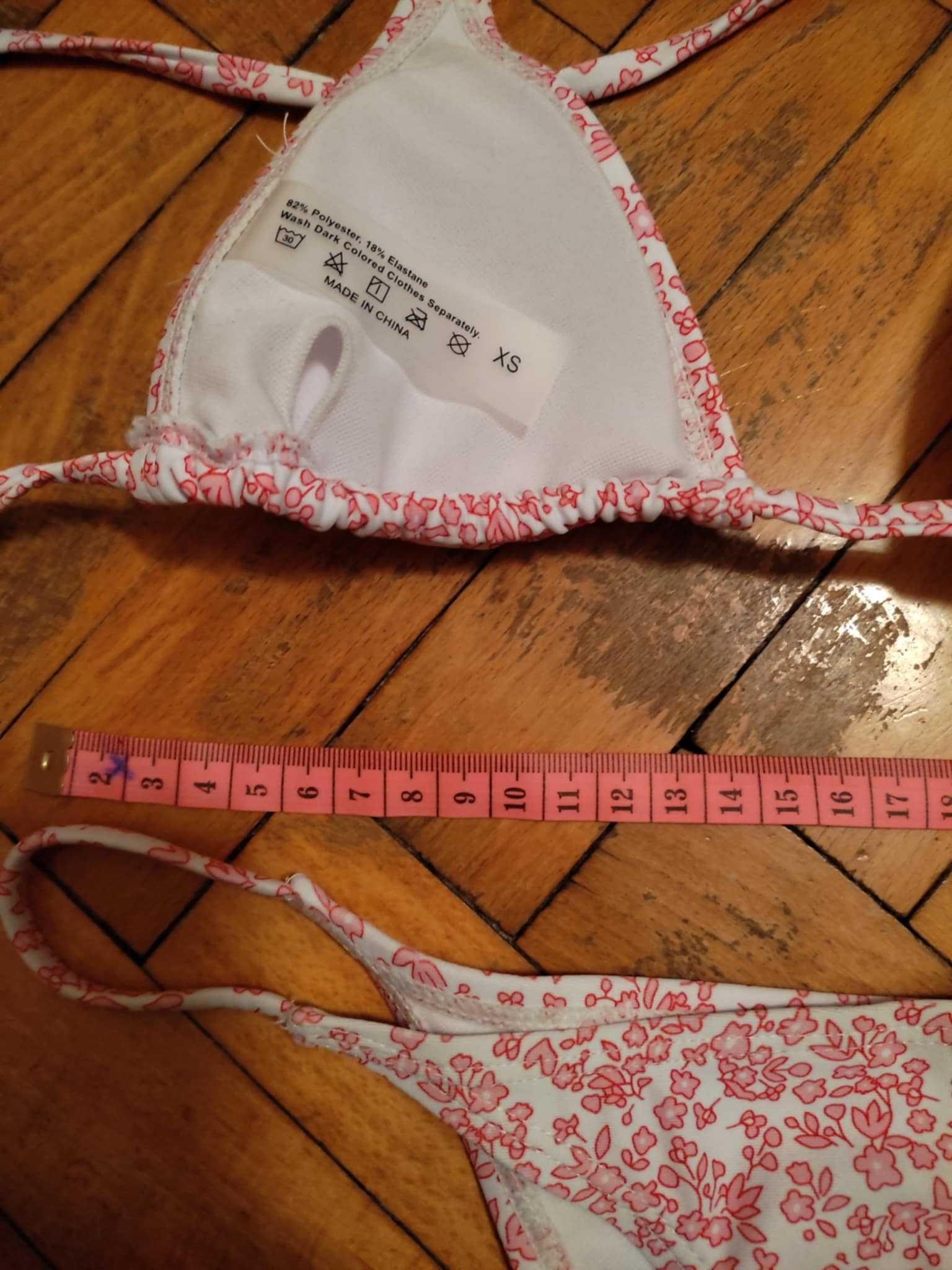 Bikini mini strój kąpielowy XS 34 w kwiatki w łączkę stringi
