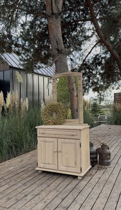 Komoda z lustrem , dębowy zestaw