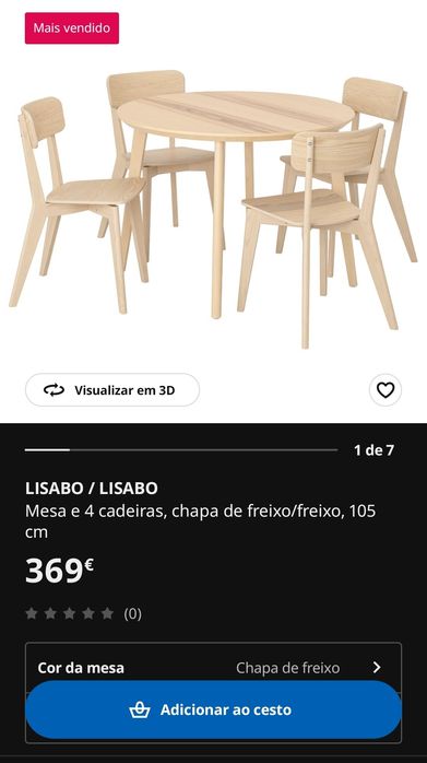 Mesa + 4 cadeiras Ikea Lisabo