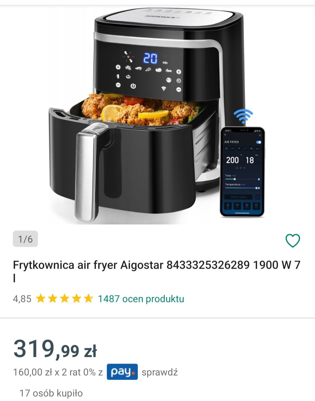 Frytkownica air fryer aigostar 1900w