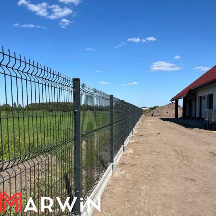 Ogrodzenie panelowe 3D, podmurówka betonowa architektoniczna transport