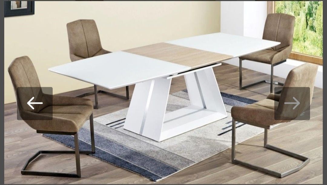 Mesa Extensível Branco e Carvalho