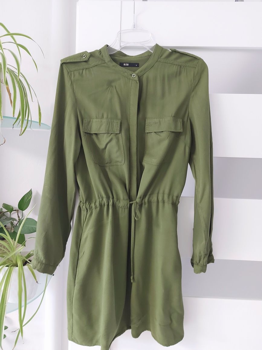 Szmizjerka S / M sukienka khaki oliwkowa