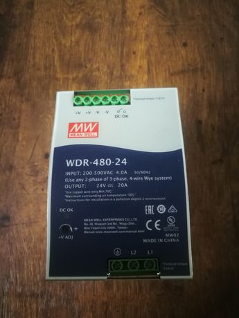 WDR-480-24 MEAN WELL

Zasilacz: impulsowy; 480W; 24VDC; 24÷28VDC; 20A;