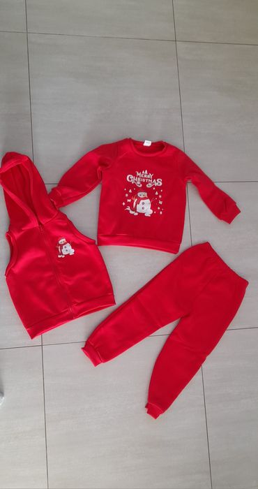 Nowy dres bluza spodnie bezrękawnik 4-5, 104-110 święta bałwan sesja