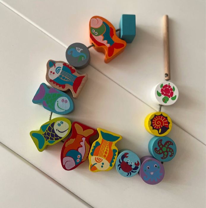 Нова Дерев’яна іграшка Рибки Cubika (шнурівка) игрушка