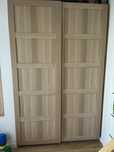 Szafa Pax Ikea 150x58x236 obudowa biała brązowe,beżowe drzwi przesuwne