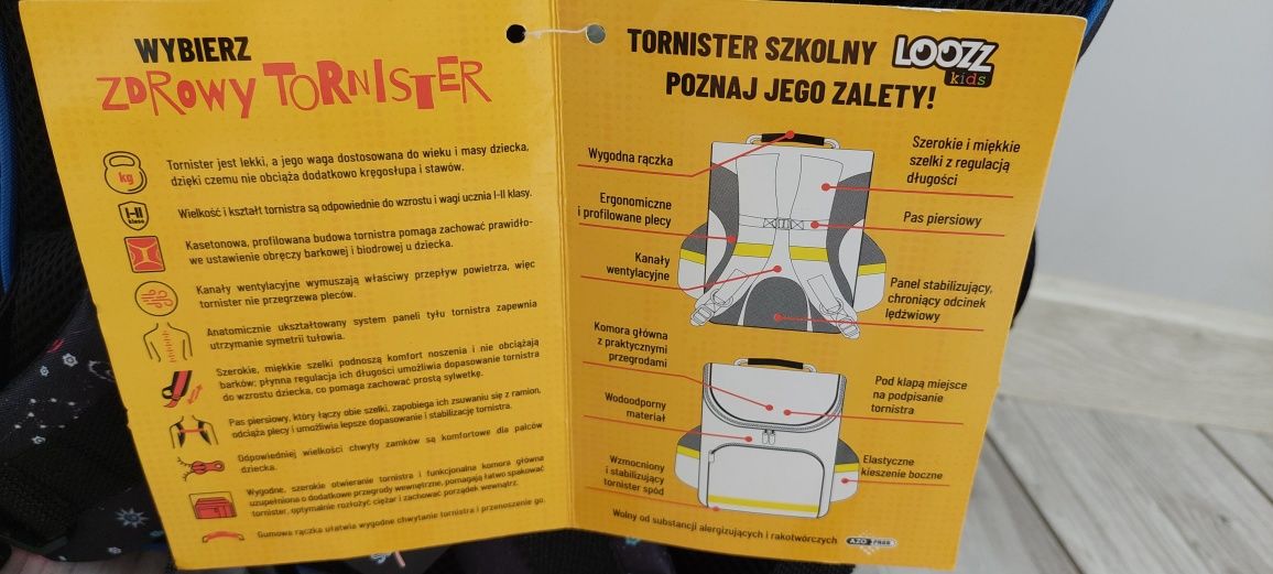 Plecak szkolny. Loozz kids. Tornister. Zdrowy plecak. Nowy