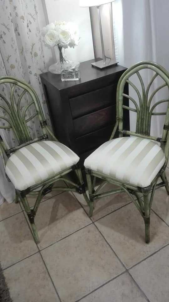 Komplet 4 sztuk krzeseł z rattanu  MAUGRION PREMIUM FRANCE zielone !!!