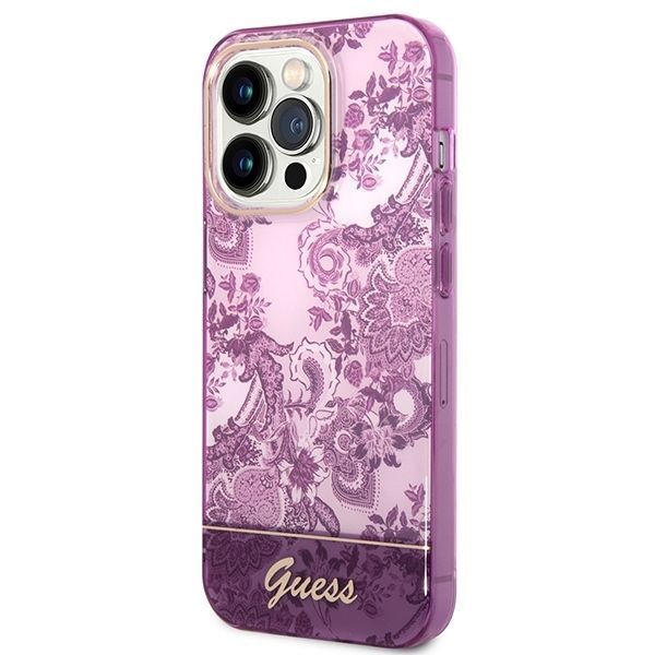 Guess Etui Porcelain Collection Fuksja iPhone 14 Pro 6,1" inną fasonu