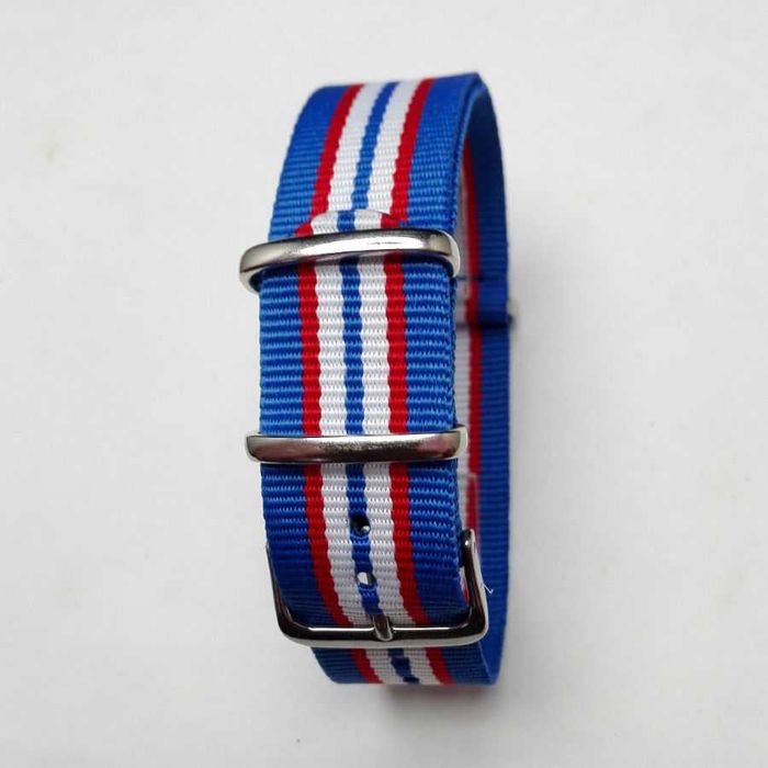 Pasek do zegarka 20mm nylonowy NATO strap parciany niebieski w paski