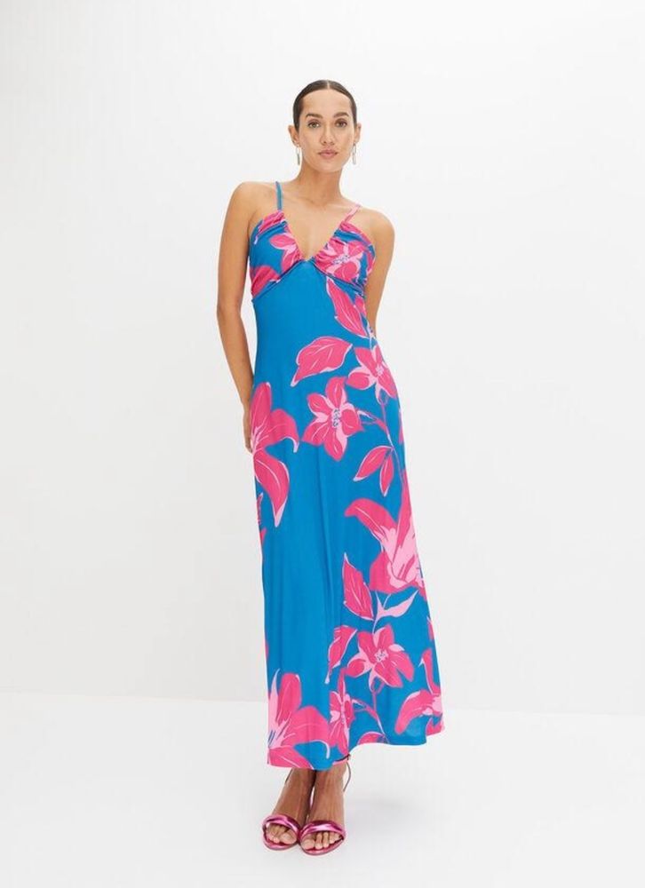 Sukienka maxi w roślinny print
