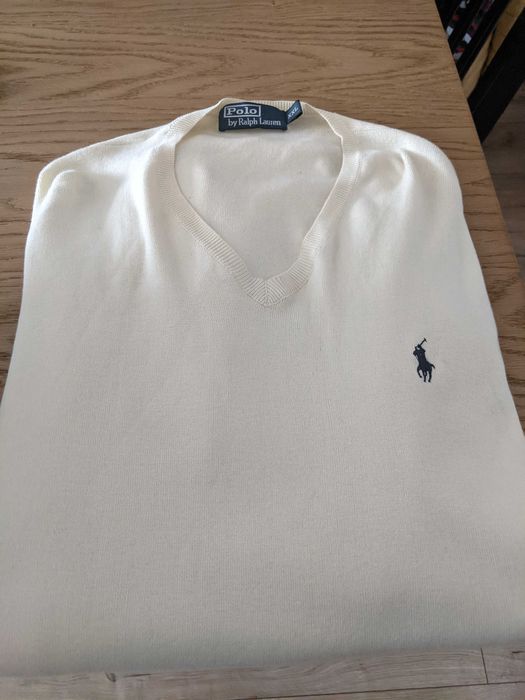 Sweter męski XXL dekolt V Ralph Lauren bawełna jNowy