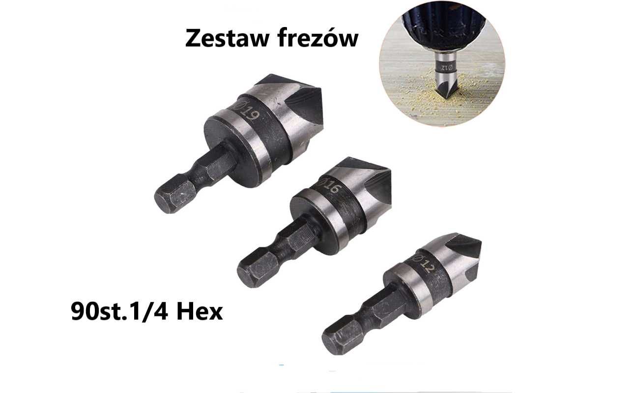 Frezy pod śruby z łbem stożkowym 12-16-19mm 90 ¼”  Hex