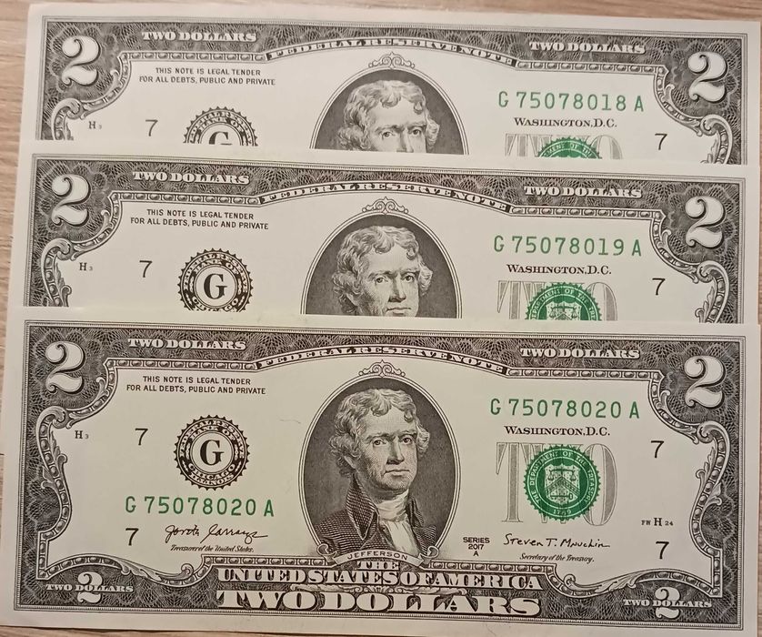 3 x 2 $ USA T.Jefferson-2017 r.-seria "A"-Chicago- Illinois-mennicze