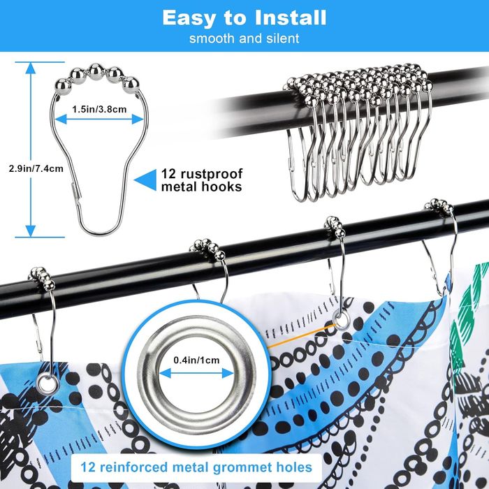 Vicyak Zasłona Prysznicowa z Tkaniny Biała Wodoodporna 183x183 cm