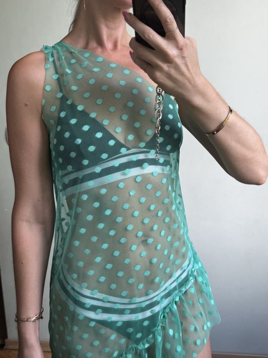 Прозорий топ в горошок