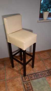 Hoker stołek krzesło barowe drewno skóra