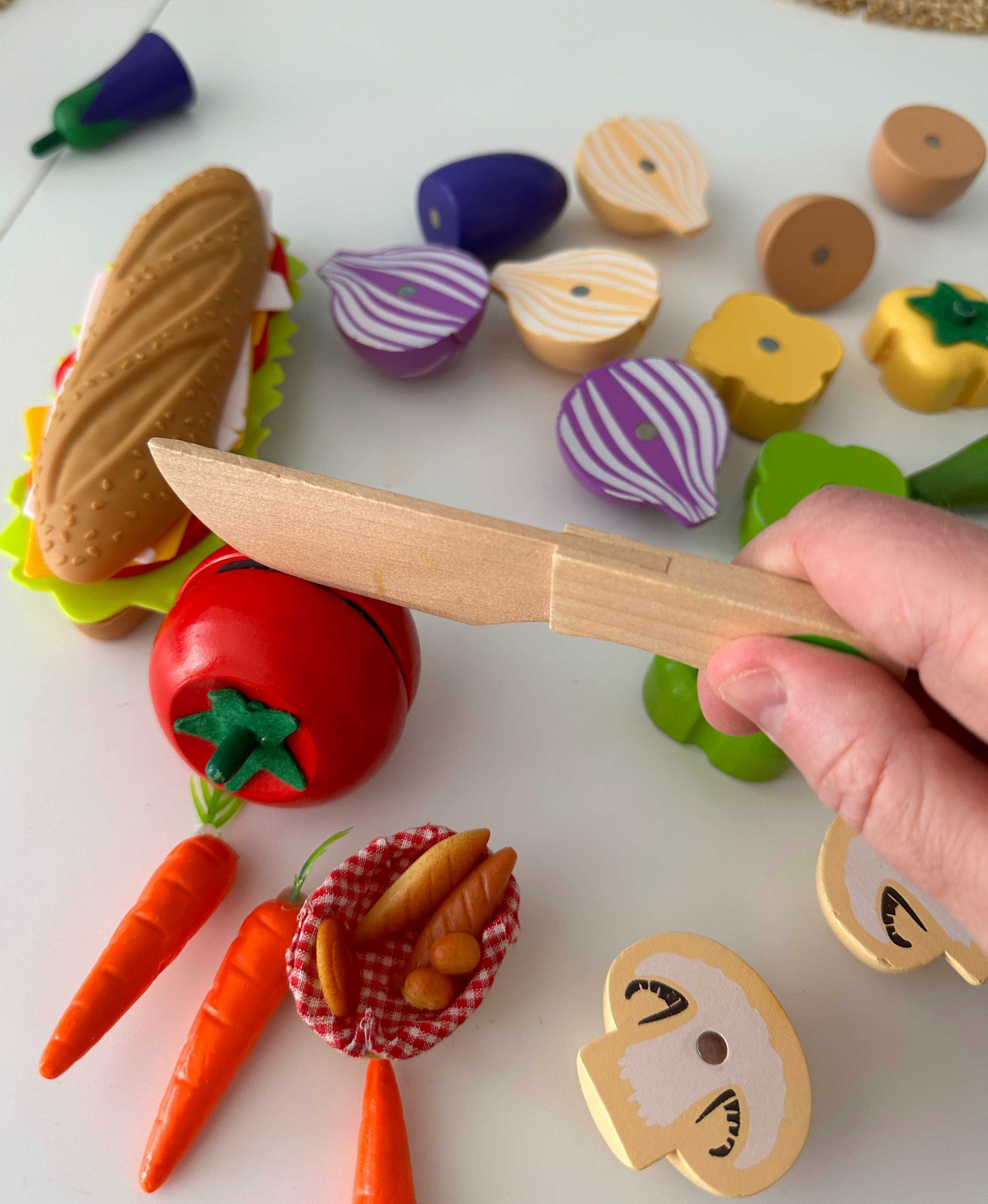 Набор деревянные игрушки  овощи нарезка на магнитах