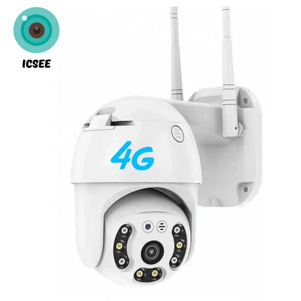Поворотна iCsee 4G камера відеонагляду IP Wifi під сім карту зовнішня