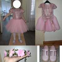 Шикарна пишна сукня на дівчинку 3-4 роки, віночок, туфельки