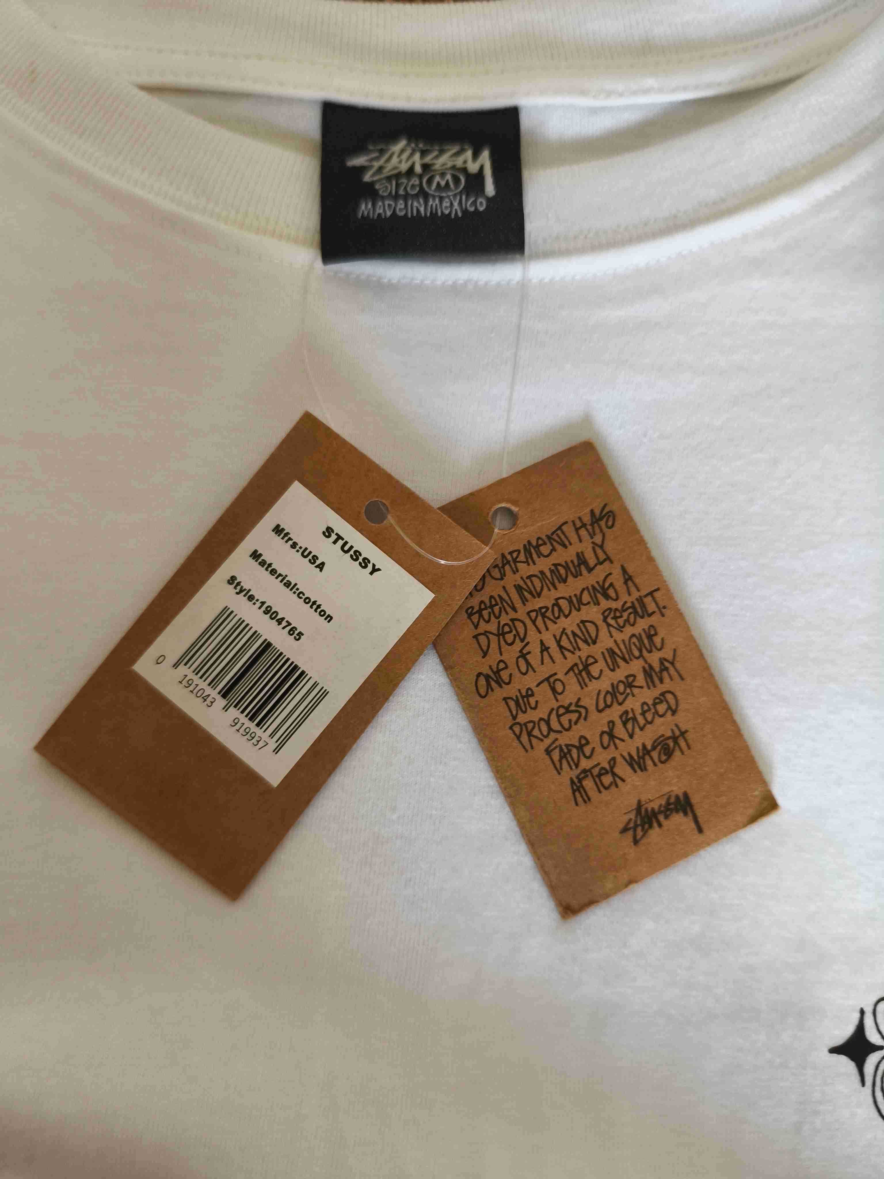 Stussy，Męska biała koszulka z nadrukiem letnim, rozmiar M