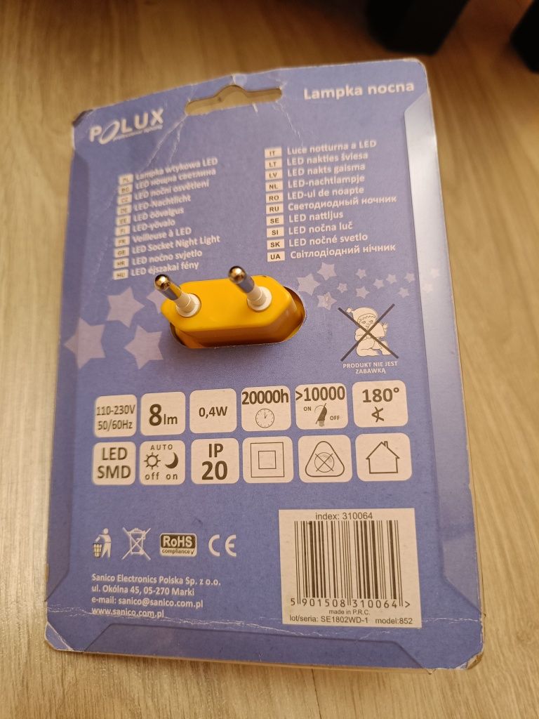 Lampka nocna LED pszczółka z czujnikiem zmierzchu dla dzieci prezent