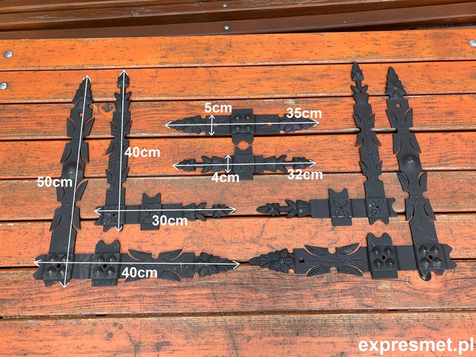 Kute zawiasy Ozdobne Narożniki okienne drzwiowe kute  RÓŻNE 30cm 40cm