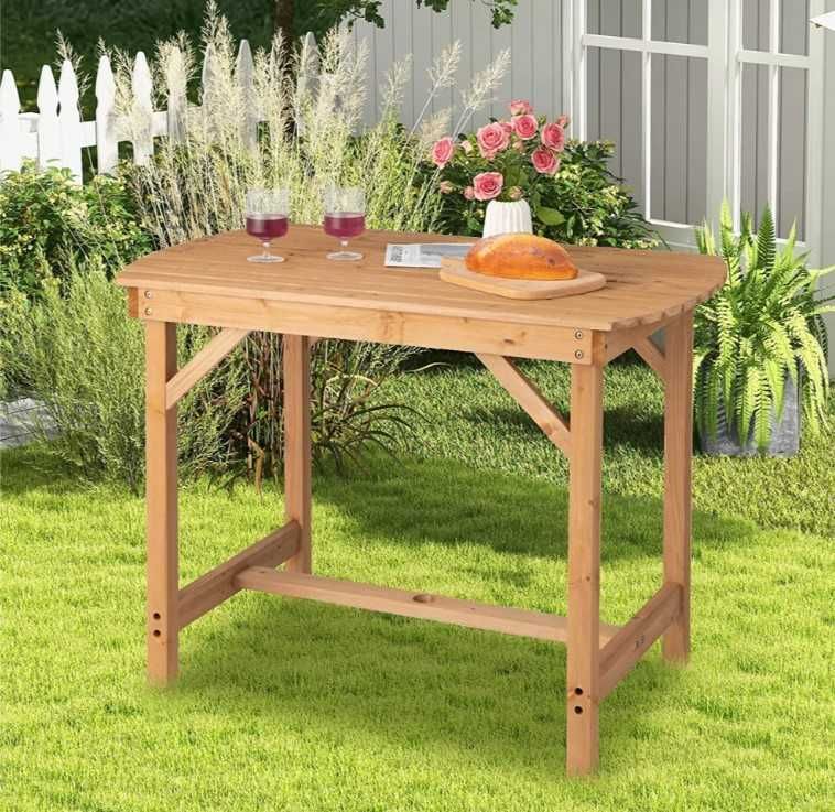 Stół ogrodowy z litego drewna 100x60x75cm Costway NP10923BN