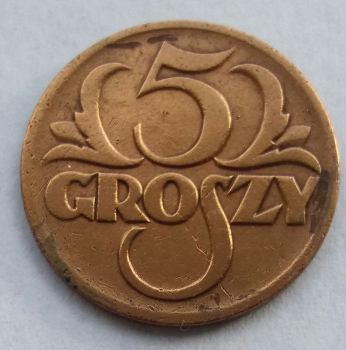 Li M396 , 5 groszy 1928 Polska połysk stara moneta starocie