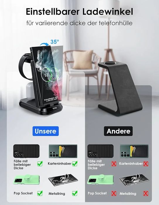 Зарядна станція VCVS 3-in-1 30W Super Fast Charger (Black)