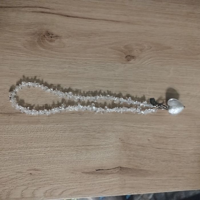 Naszyjnik damski korale łańcuszek serce kryształ górski