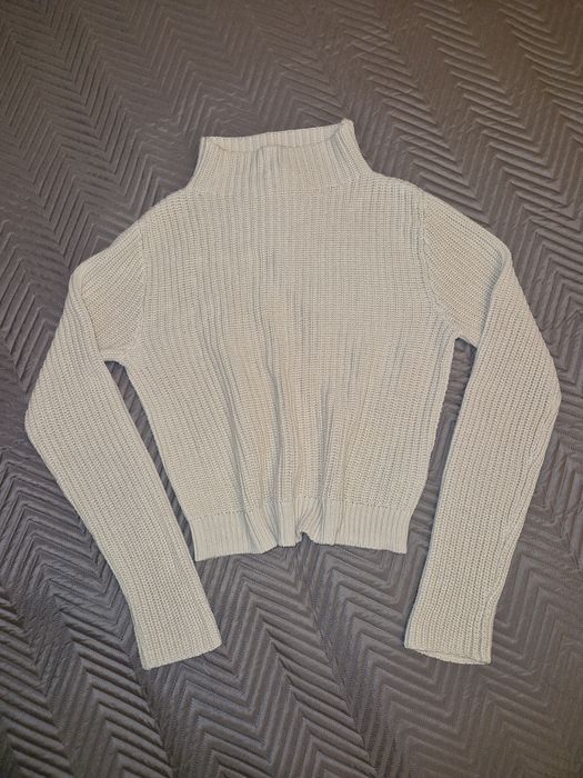 Monki XS 34 krótki sweter z półgolfem bawełna akryl