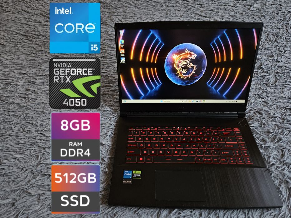 Ігровий ноутбук MSI GF63 12VE / i5-12450H / RTX 4050 / 8 GB / 512 GB