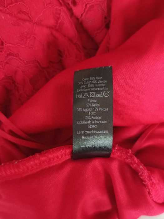 Czerwony kombinezon długi do kostek koronkowy elegancki George 48 4XL