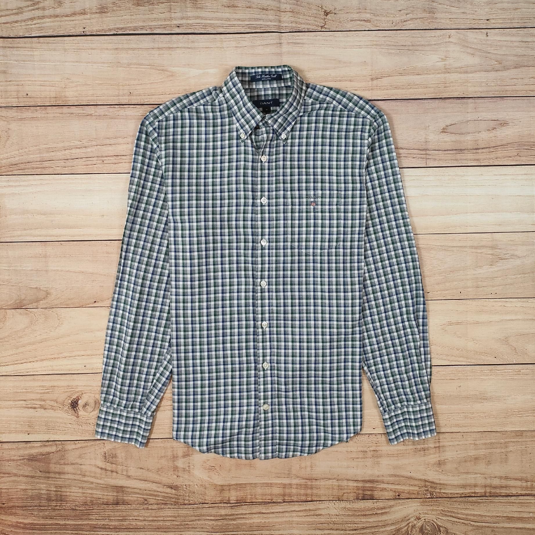 GANT Ioho Heather Twill Koszula w Kratkę Męska Logowana r. M