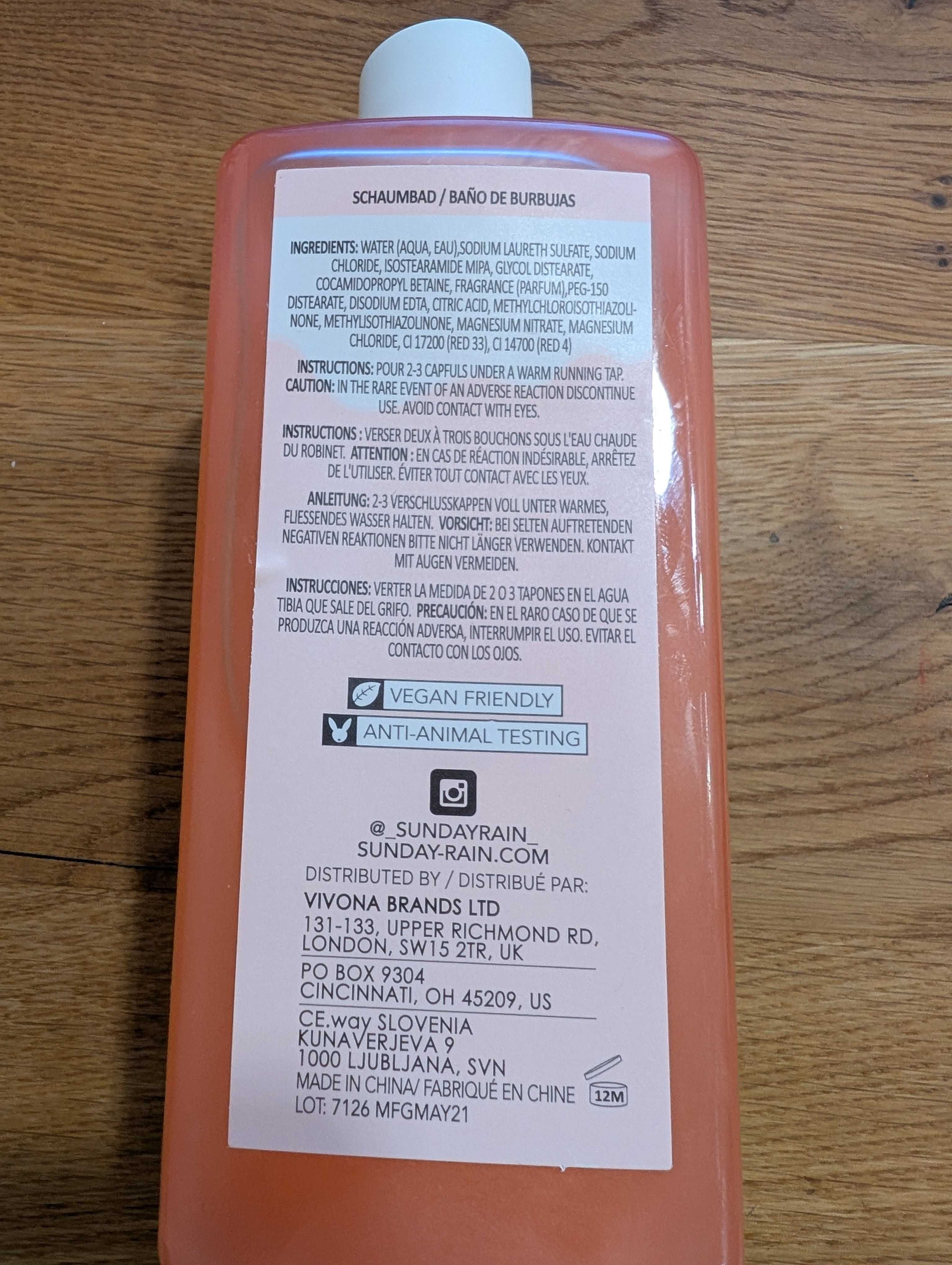 Płyn do kąpieli - SUNDAY RAIN Bubble Bath, Watermelon 450ml