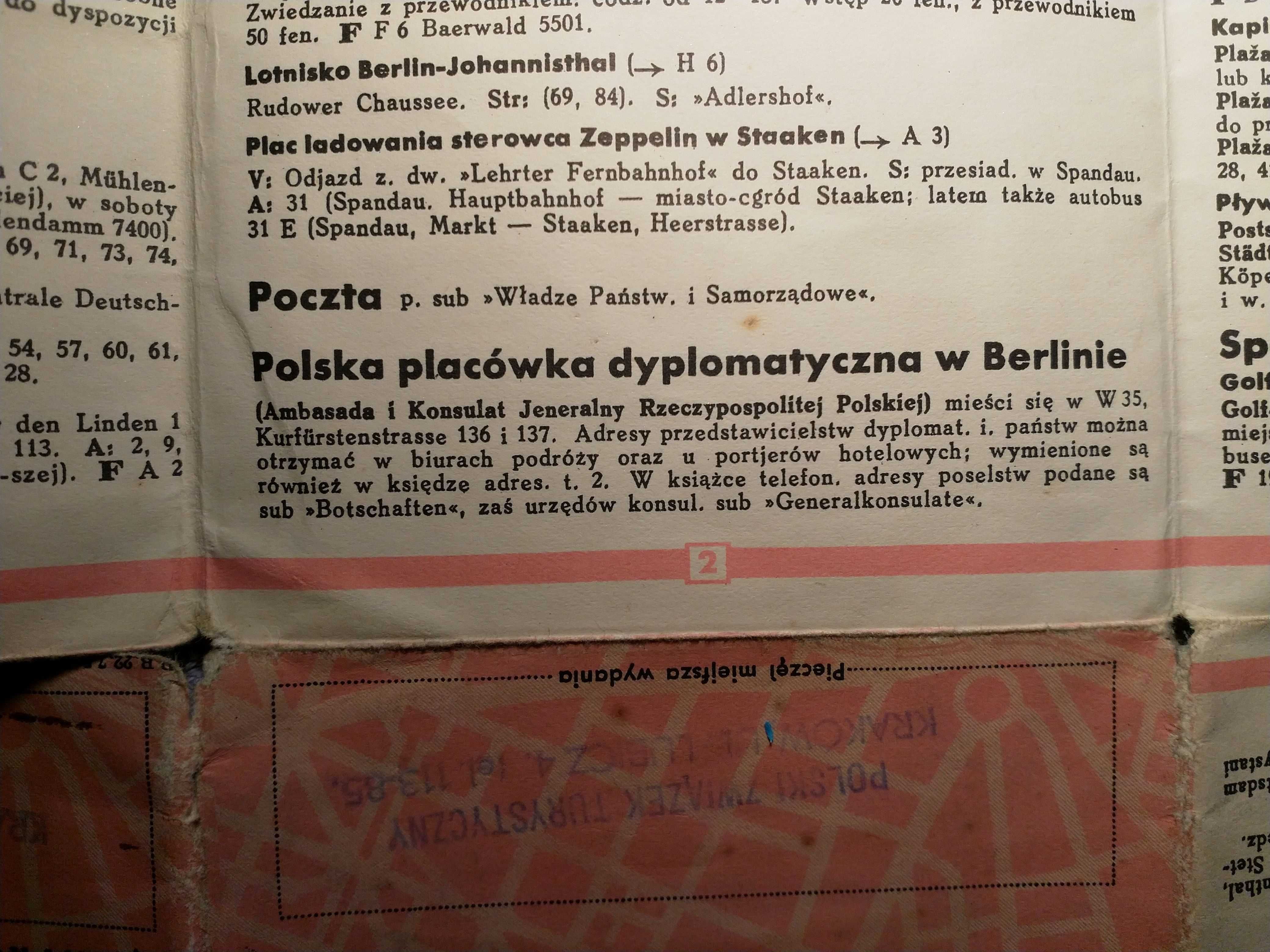 Plan Berlina z 1935 roku z informacją turystyczną