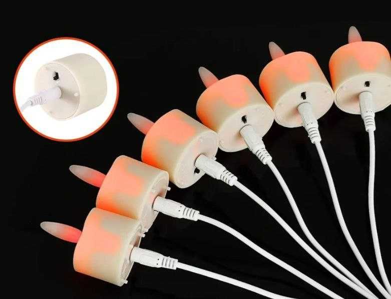 12 светодиодных чайных свечей с функцией подзарядки