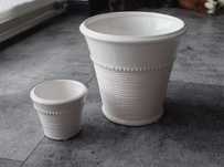 Doniczki osłonki ceramiczne białe zestaw 2szt. 17 cm i 8,5 cm jak nowe