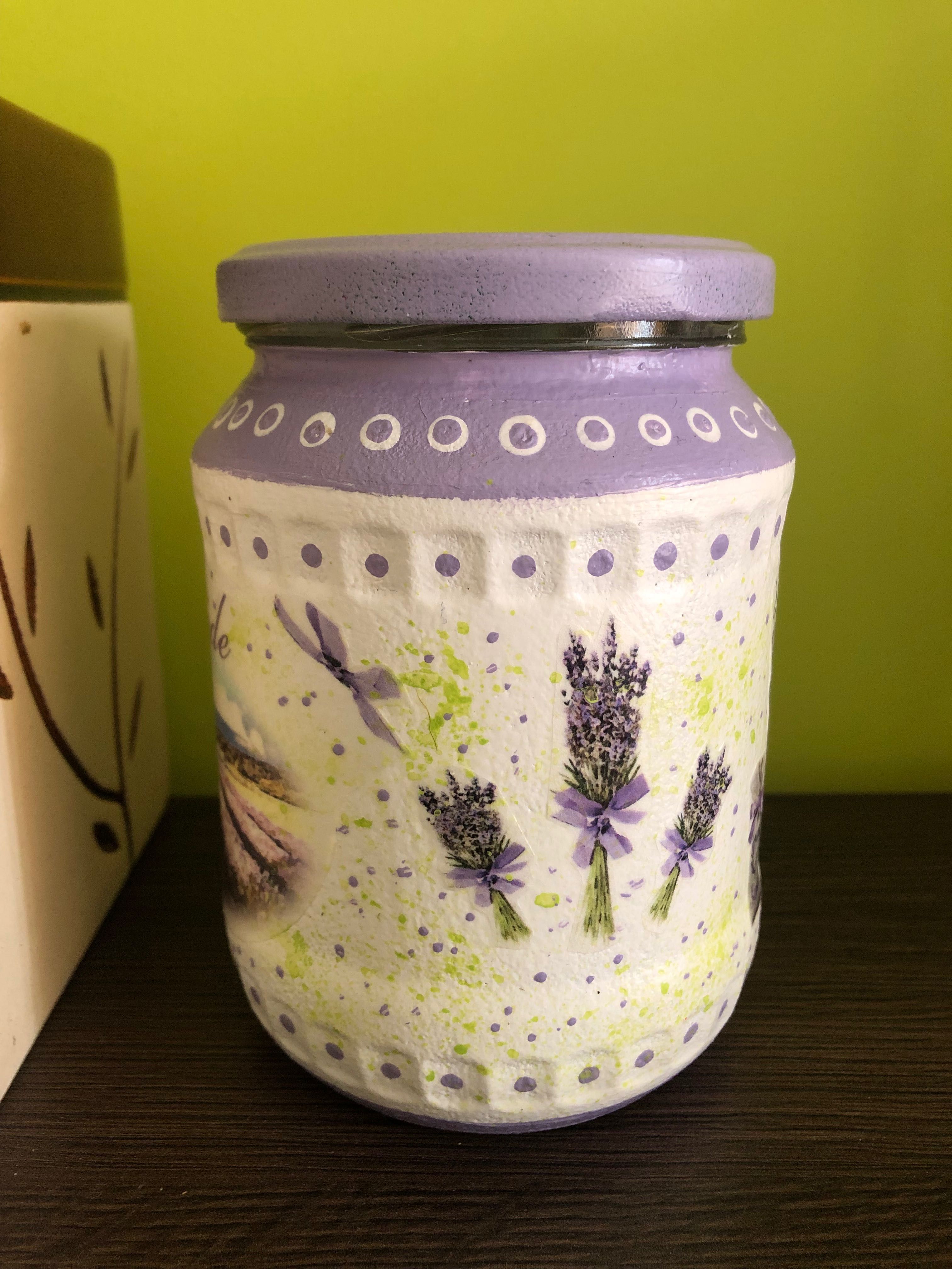 Pojemnik Lawenda1 decoupage handmade