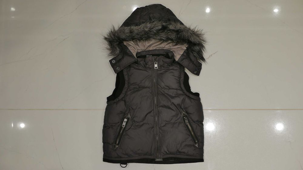 Kamizelka Zara 98 cm Dziecięca Brązowa Kaptur Futro