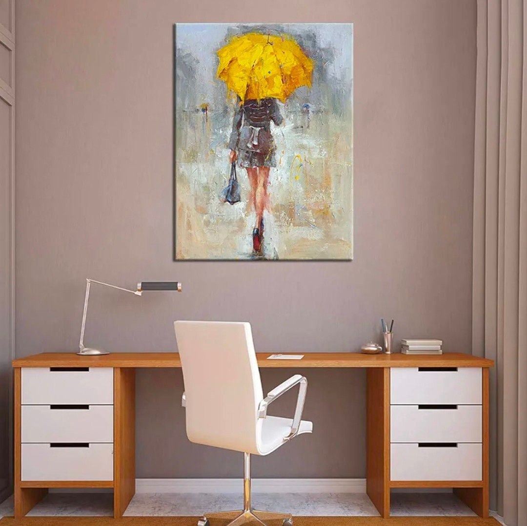 Картина на холсте "Девушка с желтым зонтиком"