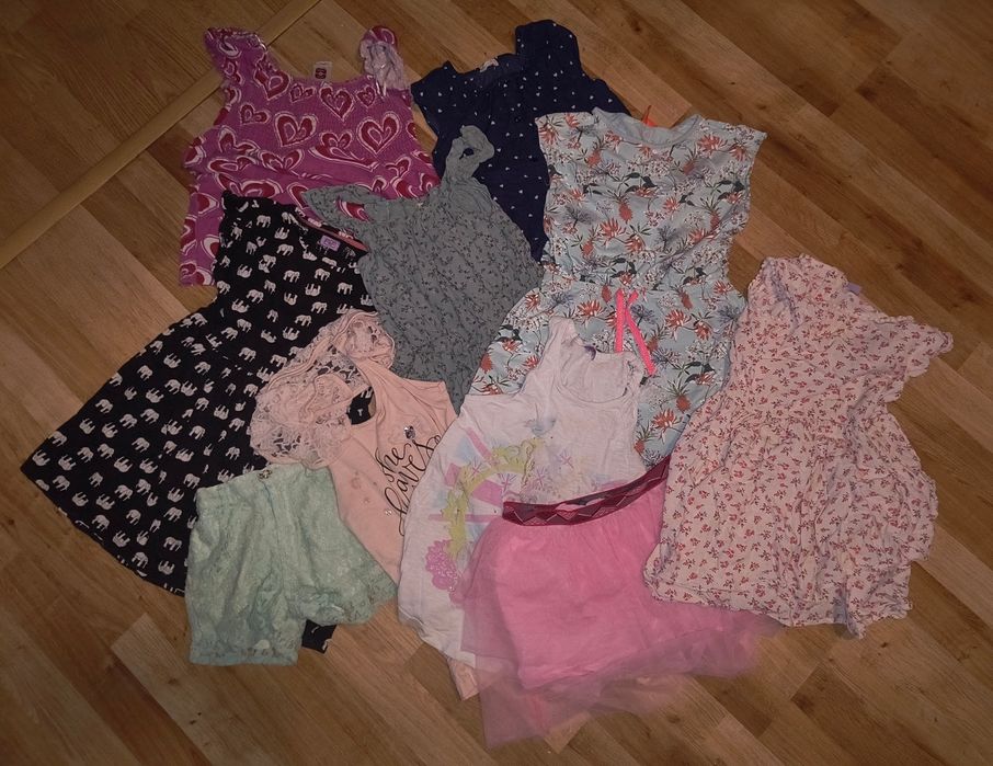 Zestaw paka ubrań dziewczęcych 122-128 ubrania letnie sukienki 10 szt