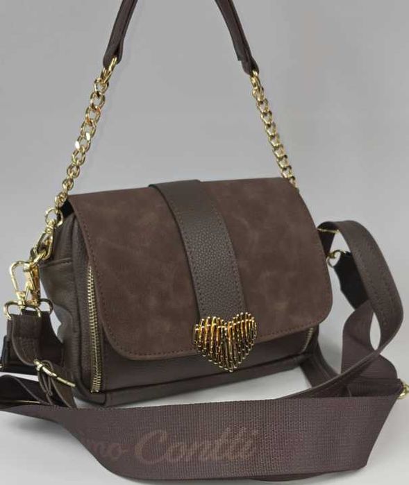 Massimo Contti torebka listonoszka biała ze złotą klapką serduszko