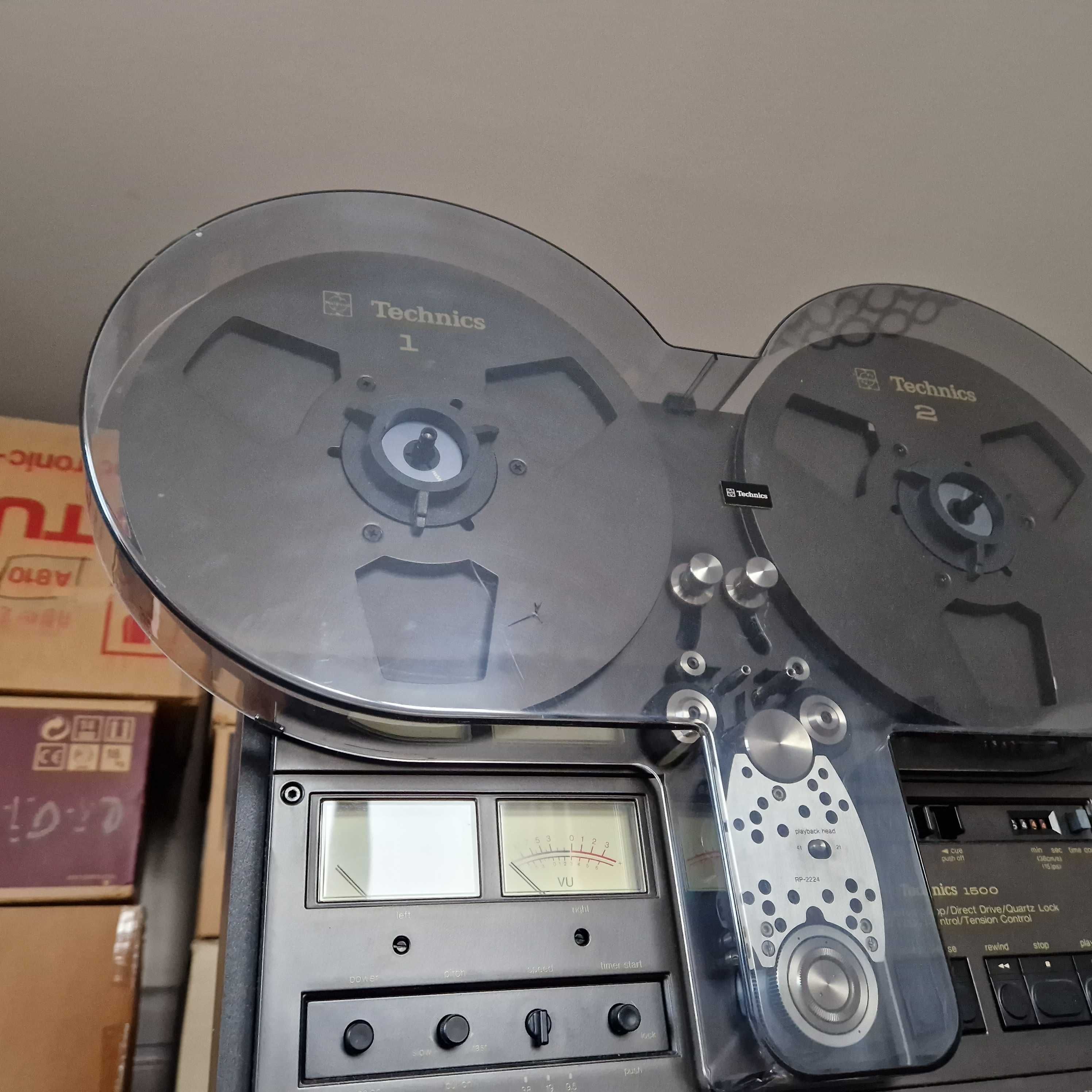 Technics RS-1500US+Technics szpule+Technics osłona przeciwpyłowa