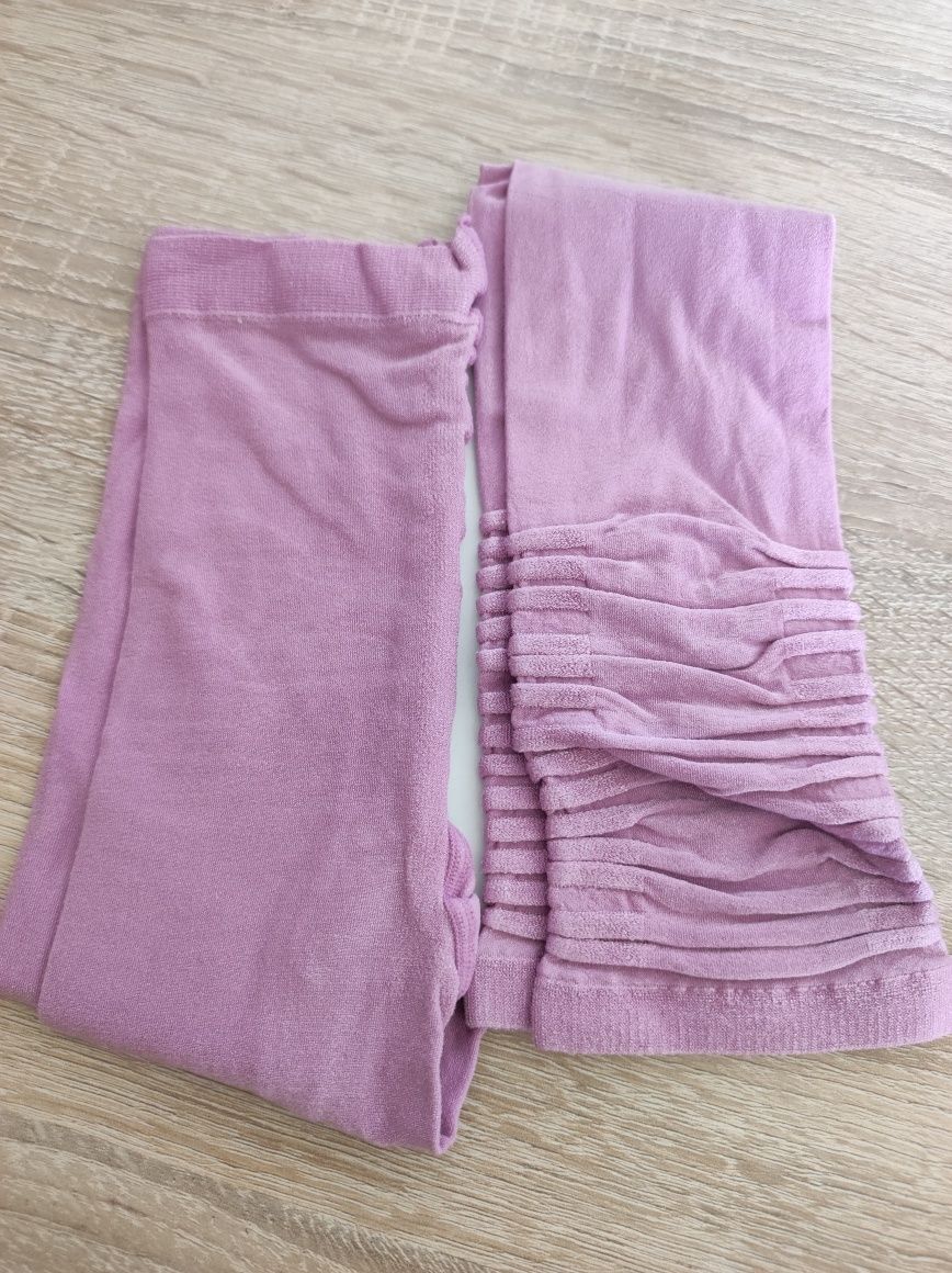 Legginsy dziewczęce z mikrofibry w systemie 3D 140-146 Lawenda