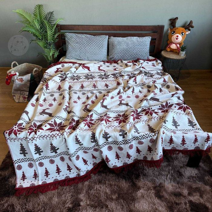 Новорічний плед євро Bridge Двостороннє покривало новорічне 200х220 см