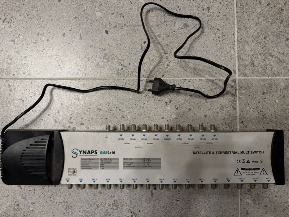 Супутниковий мультисвіч Synaps SMS 9x16 / 16 виходів DiSEqC