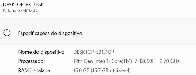 MSI i7 12gen GPU 3050 Portatil Gaming com Windows PRO e garantia